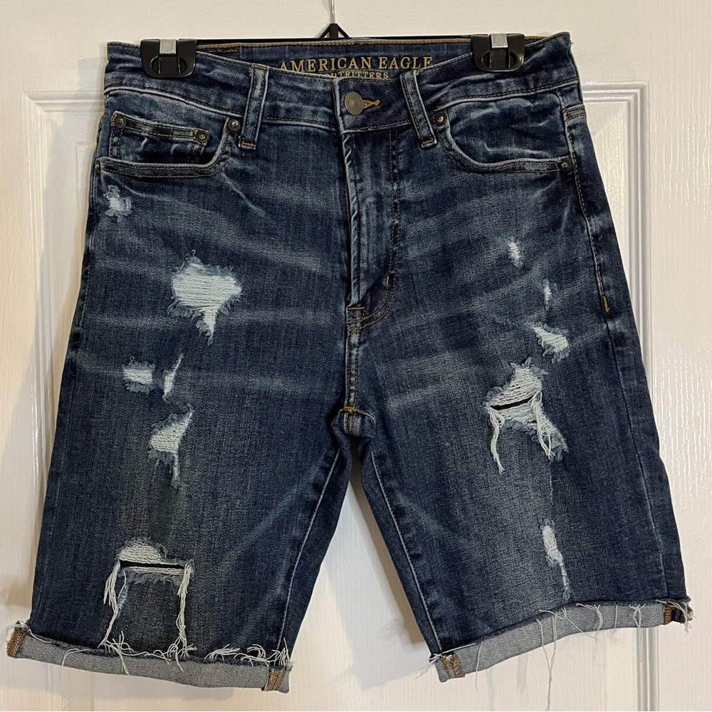 EasyFlex 9" Athletic Ripped Denim Short - American Eagle